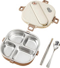 Stainless Steel Bento Box, 800ml Leakproof Lunch Box, Easy To Open And Close, Food Storage Container For Outings, Picnics, And Travels (4 Compartments)