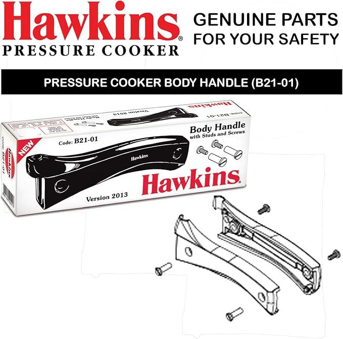 Hawkins Body Handle Pair With Stud And Screw For 1.5 Litre To 12 Litre Hawkins Pressure Cookers Stainless Steel Pressure Cookers (BP BH95), Black, Standard, Lever