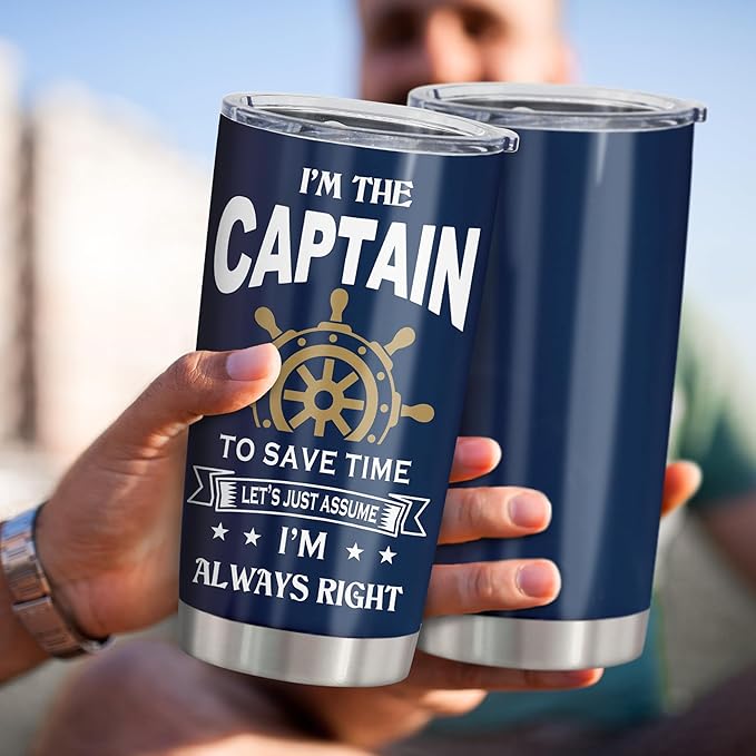 Gifts for Boat Owners, Boat Stuff Accessories Gift for Men, Christmas Captain Boater Gifts Tumbler 20Oz, Boating Captain Gift for Men