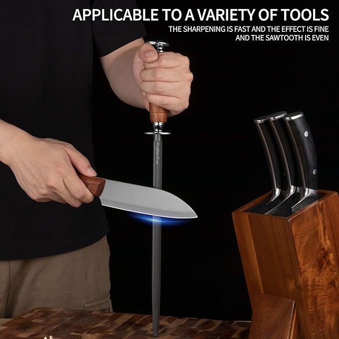 Kitchen Sharpening Rod 12 Inch Rosewood Handle Honing Steel,12 Inch Knife Sharpening Steel