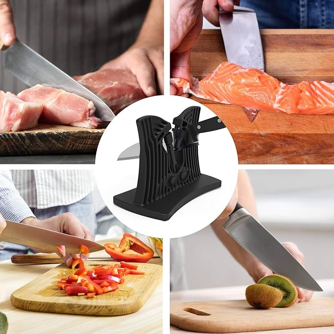 Knife Sharpener As Seen On TV, Homegician Kitchen Knife Edge Sharpener, Metal knife Sharpener, Hone,Sharpens, Beveled, Polishes Dull, Serrated, Standard Blades & Chef's Knives