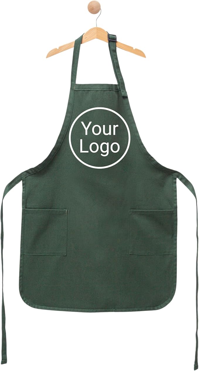 Custom Logo Apron, Personalized Cooking Apron for Men & Women and Kids, Adjustable Chef Apron with Pockets, Premium Handmade Kitchen Gift, Custom Event Apron, Cooking Class Apron