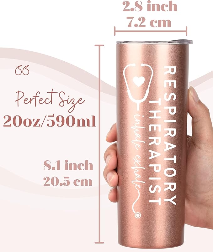 Respiratory Therapist Gifts for Women, Gifts for RT on Respiratory Care Week, Birthday and Christmas, 20 oz Insulated Stainless Steel Tumbler - Inhale Exhale