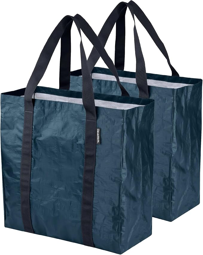 CleverMade Foldable Storage Container Bags, Pack of 2 Heavy Duty Plastic Reusable Oversized Packing, Under Bed or Duffel Storage Bins for Dorm Room Home Utility Laundry Grocery Shopping Travel