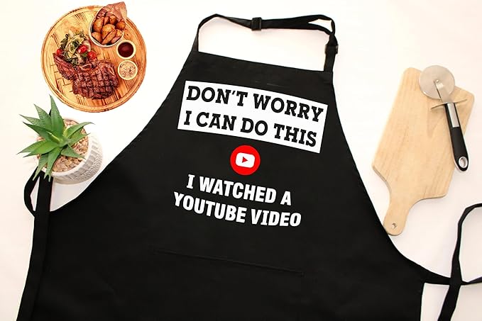 Funny Grilling Aprons for Men with Pockets BBQ Novelty Cooking Apron for Son Grandad Christmas Fathers Day Gift