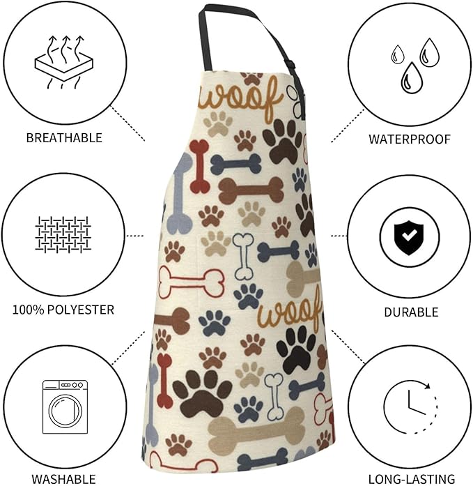 Apron Bib with 2 Pockets and Adjustable Neck Waterproof Kitchen Cooking Gardening Chef Aprons for Women Men