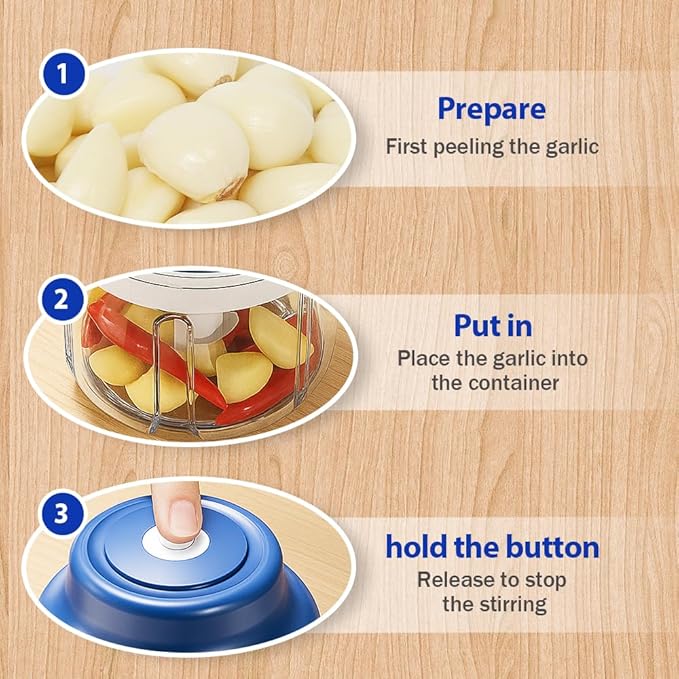 2026 Electric Garlic Chopper with USB Rechargeable Design, Portable Food Processor for Garlic, Onion, Chili, Nuts, Vegetables, One-Touch Mini Kitchen Helper (Purple, 320ml)