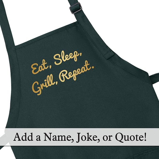 Custom Text Cooking & BBQ Apron – Personalized Chef or Grill Gift – Medium Length (1-3 Lines)