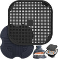 2 PCS Air Fryer Trivets Silicone and Splatter Shield for Ninja Crispi,Heat Resistant Mat for Air Fryer for Air Fryer Accessories,for Ninja Combi Accessories Kitchen Air Fryer Trivet(Dark Blue&Black)