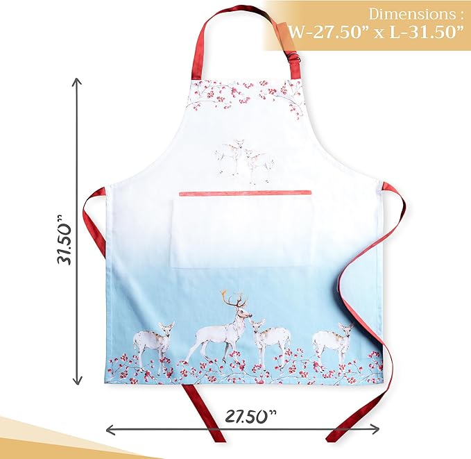 Maison d' Hermine 100% Cotton Apron for women with Pocket Kitchen Chef Apron for Men Cooking Gardening Server Waitress
