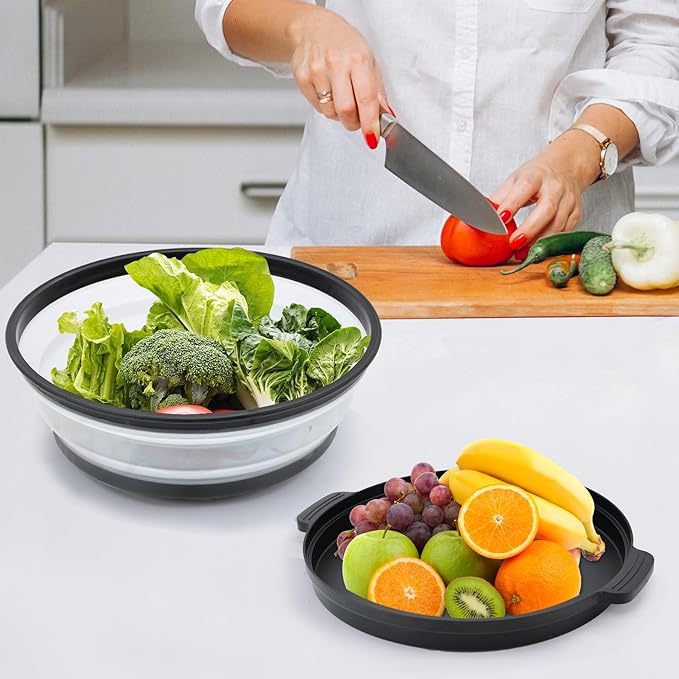 Microwave Splatter Cover for Food with Anti-scald Base Plate,Large Plastic & Silicone Vented Avoid Scalding Collapsible Guard Lid, Plate Holder & Kitchen Colander for Meal Prep-10.7 Inch (2 Pcs BRed)