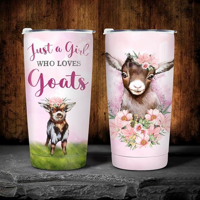 winorax Goat Tumbler 20oz Just A Girl Who Loves Goats Tumblers Stainless Steel Insulated Coffee Cup with Lid Gift For Women Girls Birthday Christmas Presents Stuff