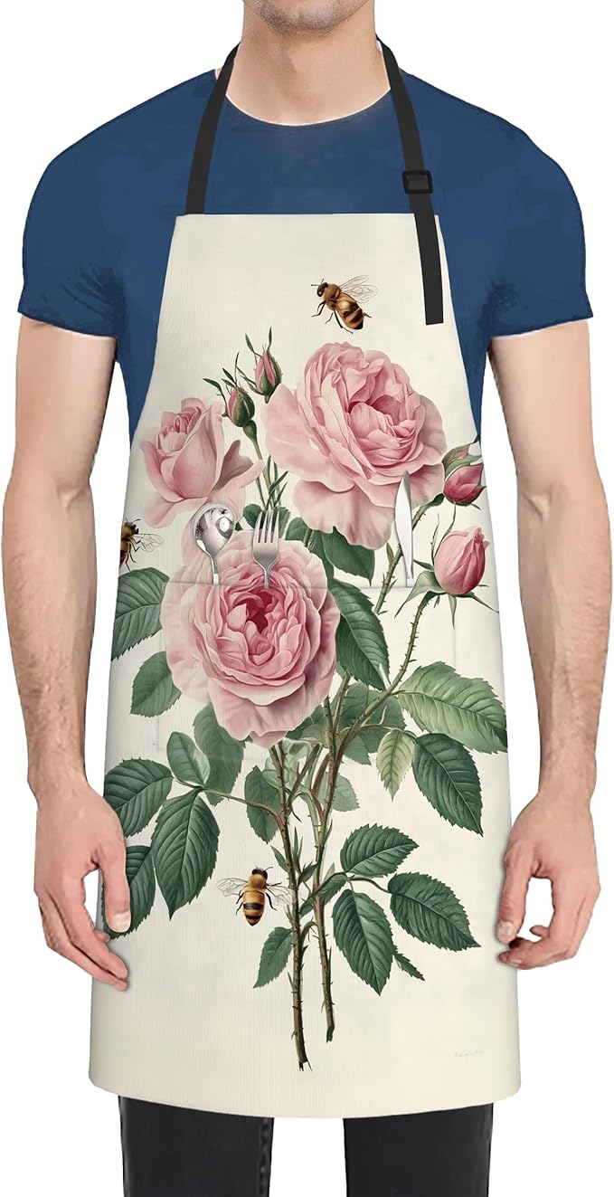 Apron with Pockets for Women, Adjustable Kitchen Cooking BBQ Chef Apron, Gifts for Mom Birthday, or Holidays