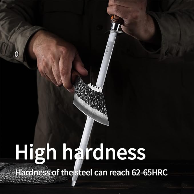 Honing Steel 12 inch Sharpening Steel, Professional Knife Sharpener, High Carbon, Fine Lines, High hardness, Flat Knife Honing Rod