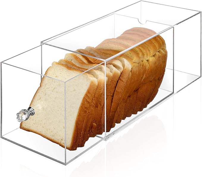 Clear Bread Box Acrylic Bread Storage Container Display for Homemade Storage Bin for Kitchen Countertop, Muffins, Rolls Cake Food Party