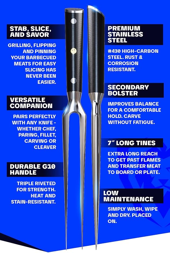 Dalstrong Meat Fork - 7 inch - The Impaler - Dual-Prong Carving & BBQ Fork - High Carbon Stainless Steel - G10 Garolite Handle - Professional Barbecue Carving Fork - Kitchen Utensils
