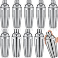 Nitial 9 Pcs Bar Cocktail Shaker Professional Stainless Steel Martini Drink Mixer Built-in Strainer for Bartending No Leaks Boston Shaker for Bar Party Drink Tool(Silver,25 oz)