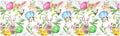 Easter Trivet Table Runner 40 Inches Long Easter Bunny Eggs in Grass Flowers Heat Resistant Hot Pad Multi Purpose Mat for for Hot Pots Pans Kitchen Countertops