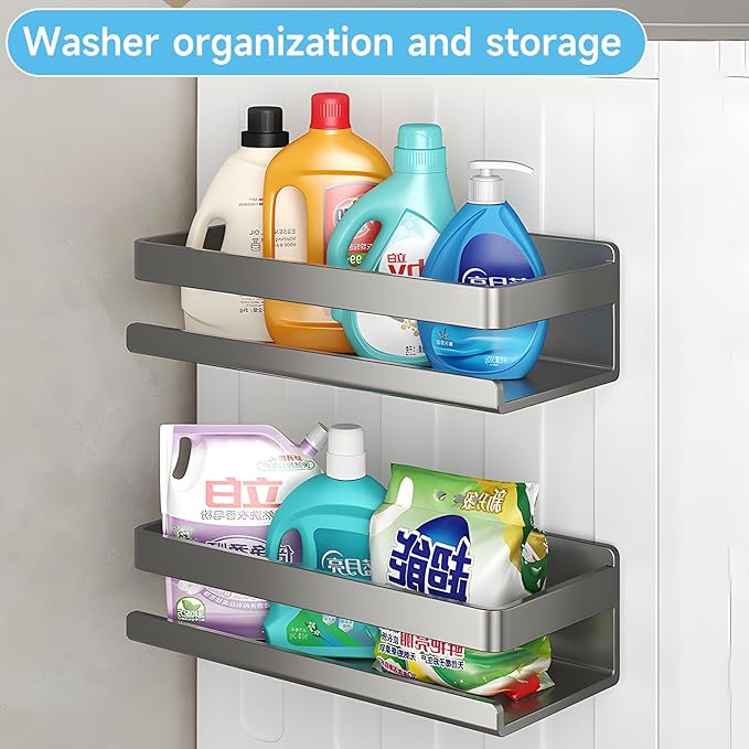 4 Pack Kitchen top of fridge Storage Organizer, Include Magnetic Spice Rack for Refrigerator, Paper Towel Holder, Kitchen Utensil Hanger and Hooks, seasoning rack Shelves