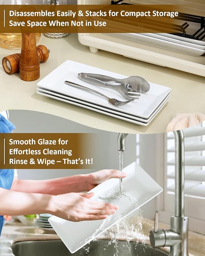 Yedio 3 Tier Serving Tray Set 14 Inch Porcelain Tiered Serving Trays Platters, Collapsible Sturdier Stand with Stable Cross Bars, Three Layer Serving for Party Entertaining Food Display Fruit Dessert