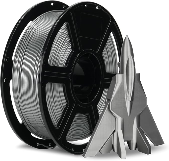 FLASHFORGE Rapid PETG Filament 1.75mm Metallic Silver, Max 600mm/s High Speed Printing, 3D Printer Filament 1kg Spool, Dimensional Accuracy +/- 0.02mm, Fits Most 3D Printers