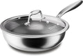 COOKER KING 12-Inch Wok with Lid, Hybird Nonstick Wok Professional Grade, Stainless Steel Woks & Stir-Fry Pans, Stay-Cool Handle, Dishwasher & Oven-Safe,Compatible with All Cooktops