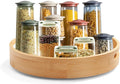 14in Bamboo Lazy Susan Pantry Organizer and Storage for Countertop and Spice Organization for Cabinet Round Rotating Serving Tray Turntable Seasoning Organizer for Kitchen Table Top