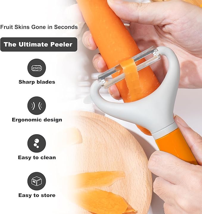 Li&Zhao Potato Peelers - Y-Shaped Potato Peelers with Non-Slip Silicone Handle, Vegetable Peelers for Kitchen, Doesn’t Ruin Manicure Silky Effortless Peel Potatoes, Carrots, Apples, Veggies and More