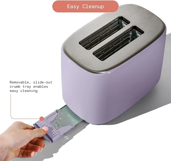 Beautiful 2 Slices Toaster with Touch-Activated Display, Lavander – Extra Wide Slots, 7 Shade Settings, Bagel & Defrost Functions, Removable Crumb Tray, Stylish Stainless Steel by Drew Barrymore