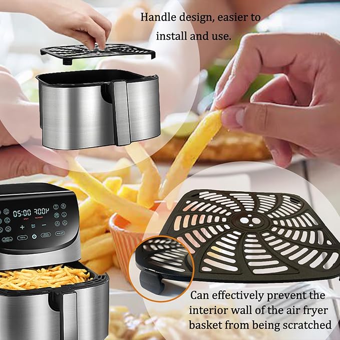 8QT Square Air Fryer Grill Pan for Gourmia GAF856 Air Fryers, Upgraded Nonstick Air Fryer Grill Plate Insert Rack Crisper Tray Plate Grate Grid Shelf for Gourmia 8QT Air Fryers, Dishwasher Safe