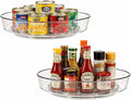 Lazy Susan Turntable for Spice Organization | Clear BPA-Free Plastic Rotating Organizer for Kitchen Cabinet, Pantry, Countertop, Fridge | 360-Degree Rotating Base (10 inch - 2 Pack)