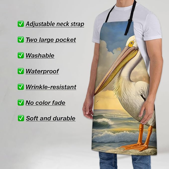 Banana Pattern Apron for Women Men 28x33in, Kitchen Chef Aprons with 2 Pockets, Polyester, Tropical Banana Apron