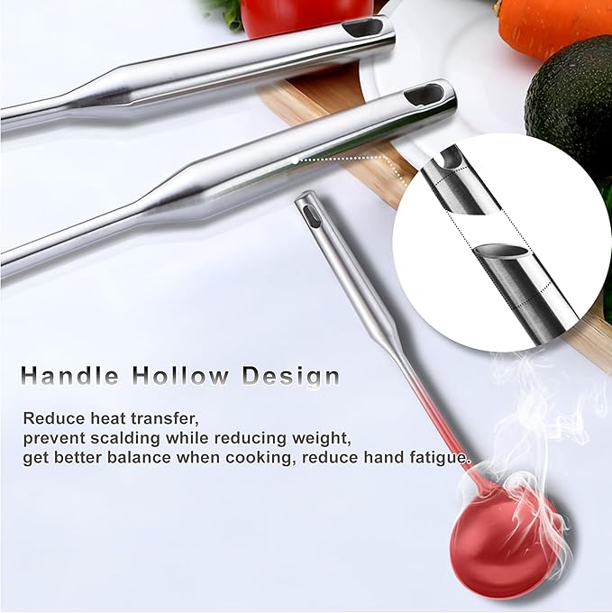 Stainless Steel Kitchen Utensils 12 Pcs, Small Cooking Utensils Set,Spatulas,Ladle,Skimmer,Tunners,Serving Spoon,Spaghetti Spoon,Fork,Potato Masher,Egg Whisk,Tongs,Dishwasher Safe