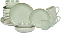 Eur-Nordic Shape Raising Rim 20pc Dinnerware Set, Shiny Glaze Green with Speckle Effect