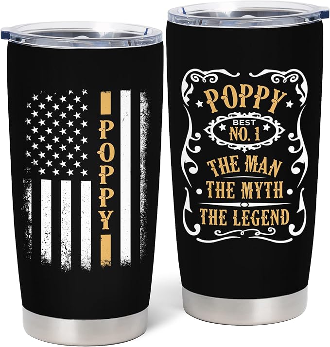 Poppy Gifts from Grandchildren, Poppy Grandpa Gifts, Birthday Gifts for Poppy from Grandkids, Best Poppy Gifts for Grandpa from Granddaughter Grandson, Father'S Day Poppy Gifts, Poppy Tumbler 20 Oz