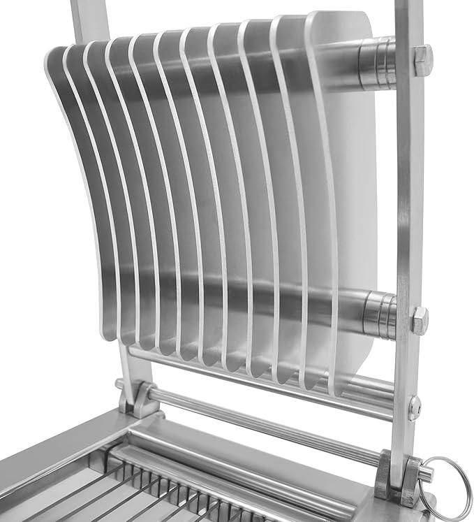 Manual Vegetable Slicer Heavy Duty Tomato Slicer 10mm/0.39in Stainless Steel Fruit Vegetable Cutter with 4 Suction Cups for Onion Cucumber Tomato Apple within 2.76in 4 Suction Cups
