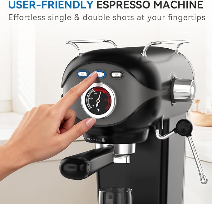 Espresso Machine 20 Bar, Compact Coffee Maker with Milk Frother Steam Wand Professional Coffee Machine for Home, Latte Cappuccino Machine for Office Use