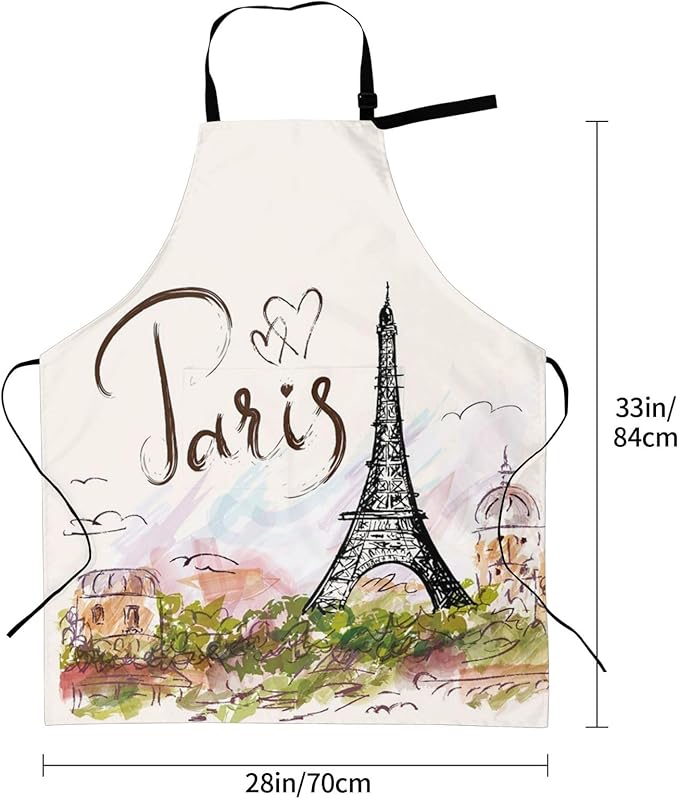 Apron Bib with 2 Pockets and Adjustable Neck Waterproof Kitchen Cooking Gardening Chef Aprons for Women Men