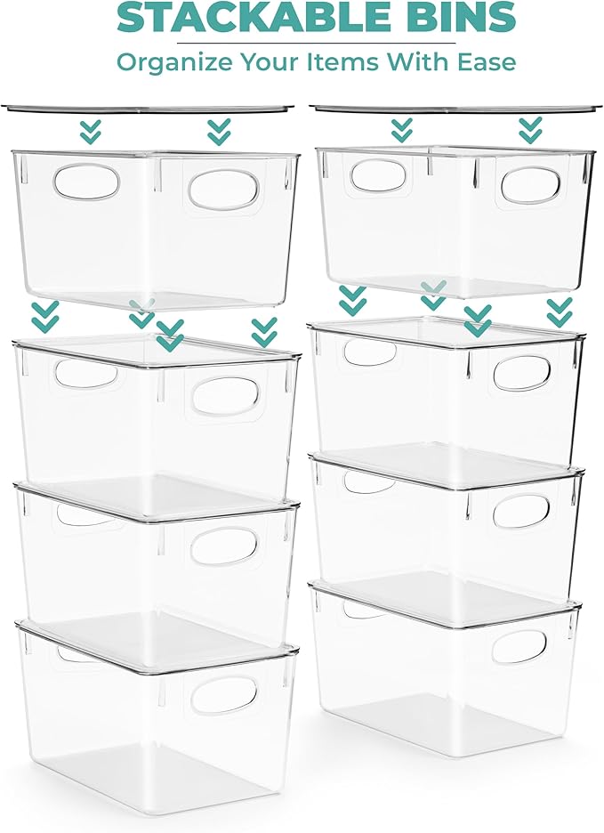 Sorbus Large Plastic Storage Bins with Lids - for Kitchen Organization, Pantry Organizers and Storage, Fridge Organizer, Cabinet Organizer, Refrigerator Organizer Bins - Clear Storage Bins (2 pack)