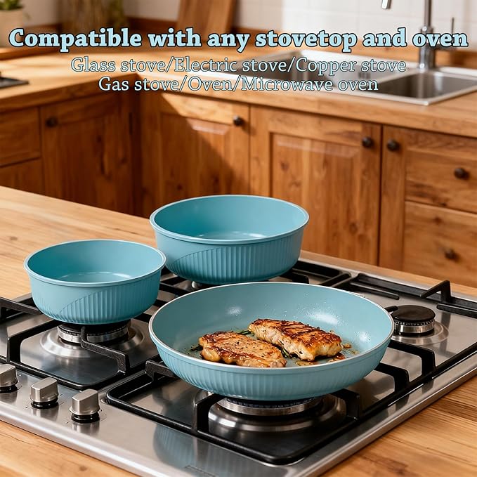 24 Pcs pots and pans set,pots and pans set non stick,Oven-safe and dishwasher-safe,PFAS/PFOA Free,Induction Dishwasher Oven Safe cookware set (Green)