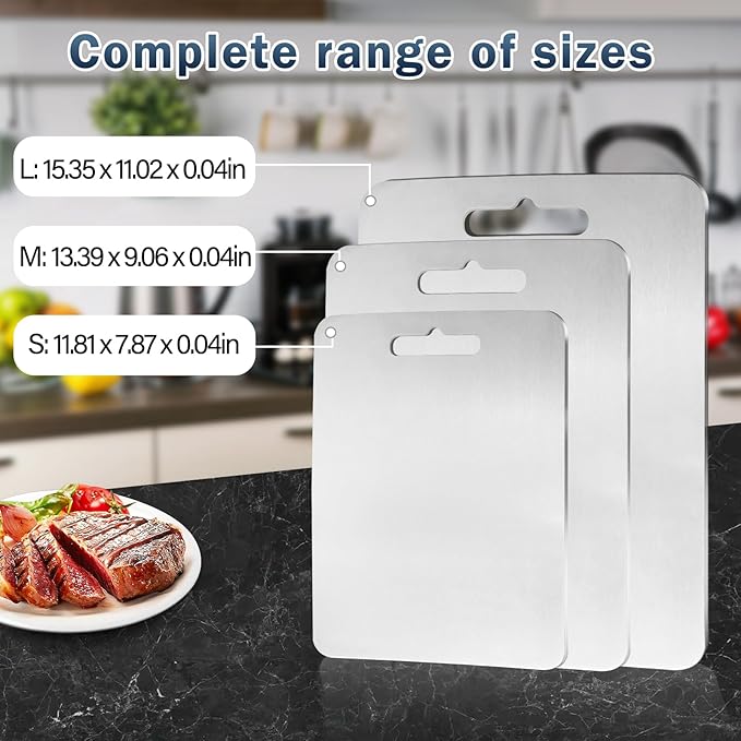 Titanium Cutting Board, Pure Ttitanium Cutting Boards for Kitchen, Double-sided Use, Suitable for Cutting Meat, Vegetables and Fruits (11.8"L x 7.8"W)