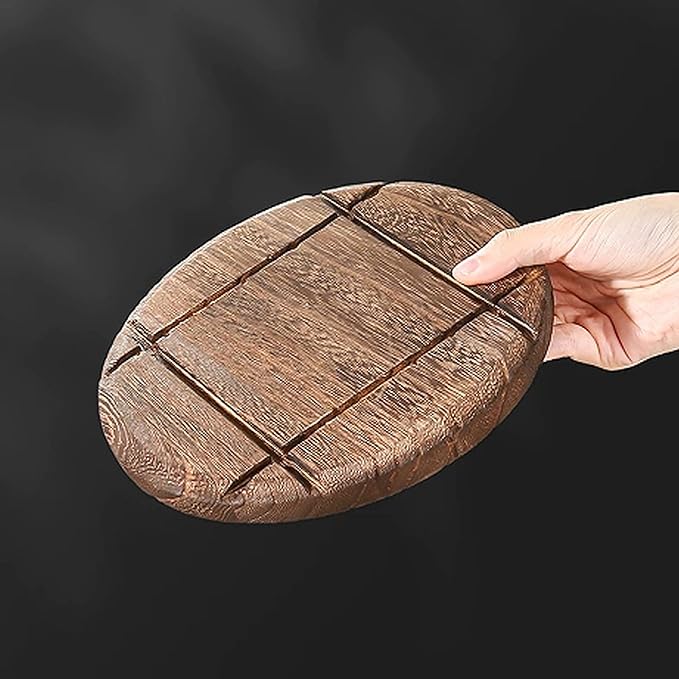 Wooden Placemat Set, Kitchen Wooden Heat Mat, Heat Resistant Mat for Hot Dishes/Pots/Bowls/Teapots/Fondue Holders, Non-Slip and Durable, Round (Set of 3), Two Small and One Large