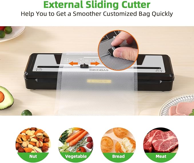 Vacuum Sealer Machine with 10 Bags & 10 Feet Bag Roll | 85kPa Powerful Suction | Automatic Food Sealer for Sous Vide | Dry & Moist Modes | Compact with Built-in Cutter