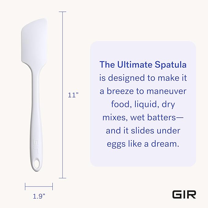 GIR: Get It Right Silicone Kitchen Spatula - Non-toxic Cooking Utensils for Nonstick Cookware, Cooking and Baking, Ultimate - 11IN - Studio White