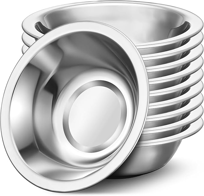 304(18/8) Stainless Steel Mixing Bowls for Kitchen, 10 Pack 8.7" 34.88 fl.oz Metal Mixing Bowls Set Stackable for Baking Serving Cooking Food Prep Storage Dishwasher Safe Heavy Duty
