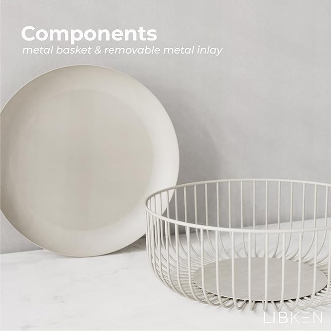 Wire FruitBowls -Stylish Metal Wire FruitBasket for Kitchens -Decorative Fruit and Veg Storage Holder - Ideal Kitchen Accessories for Modern Decor -Warm Gray, 1 Unit, H4xL11xW11 IN-Heavy Weight