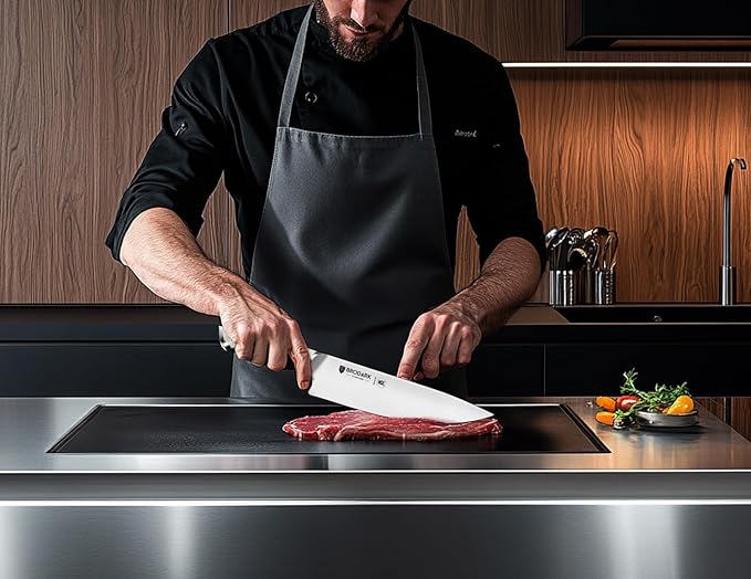 BRODARK Kitchen Knife Sets with Block and Built-in Sharpener - 15 Pcs Full Tang Professional Chef Knife Set - NSF Certified Food Grade Stainless Steel Cutlery Set - Ivory Series for Christmas Gift