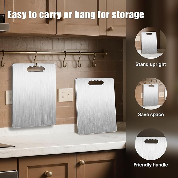 Titanium Cutting Board,100% Pure Titanium Cutting Boards for Kitchen, Double-sided Food Grade Cutting Boards Non Toxic, Chopping Board Dishwasher Safe for Cutting Meat Vegetable Fruit(18L*12W)