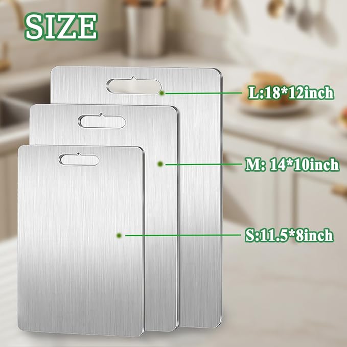 Titanium Cutting Board, 2025 New Upgrade 100% Pure Titanium Cutting Boards for Kitchen, Double Sided Non Stick Chopping Board for Cutting Meat Vegetable Fruit, Easy to Clean (M)