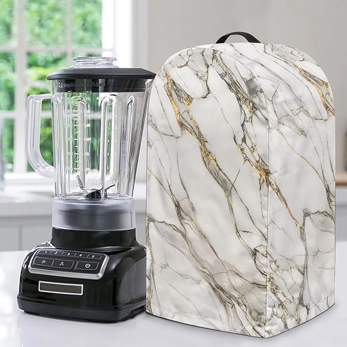 Marble Texture Blender Cover Kitchen Appliance Cover Anti Fingerprint Dust Protection Washable Coffee Machine Cover Food Processor Dust Cover Stand Mixer Cover with Top Handle